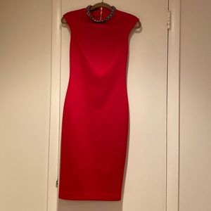 Ted baker red jeweled collar dress
